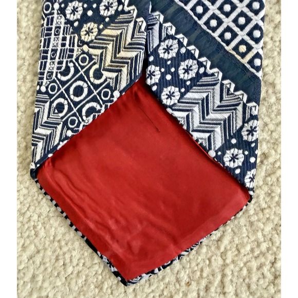 Mr John Imperial Beau Brummel Rare Vintage Navy/White Print  Men's Wide Neck Tie - Picture 6 of 7